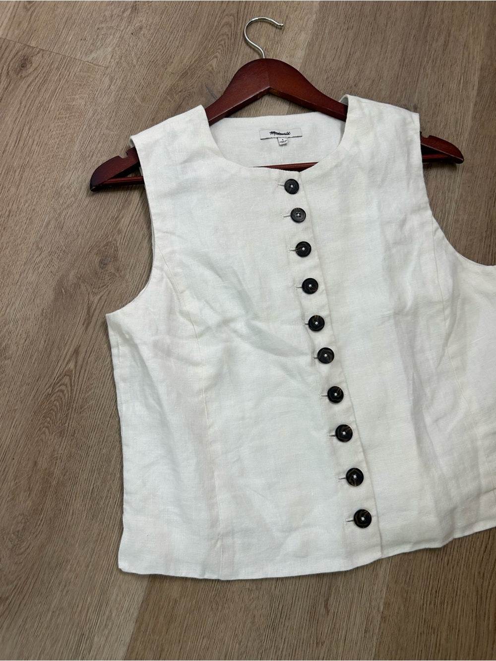 Madewell 100% Button Front Linen Shell Top in Ivory Linen
