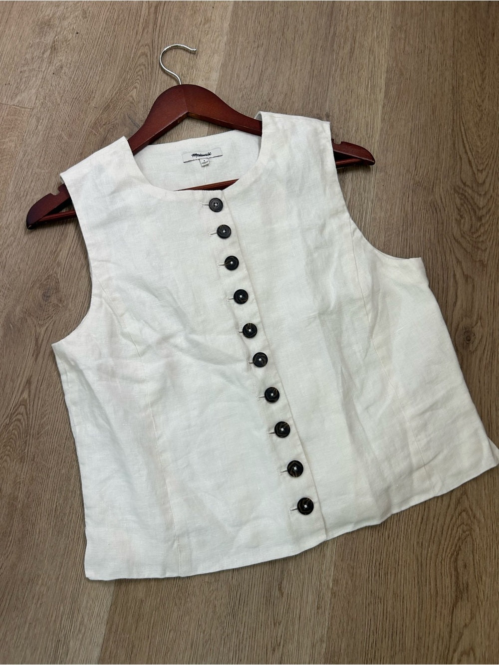 Madewell 100% Button Front Linen Shell Top in Ivory Linen