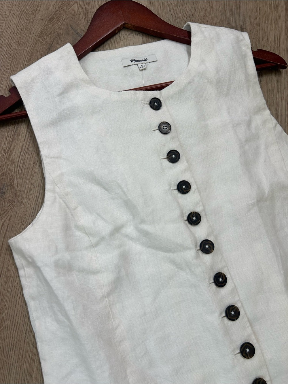 Madewell 100% Button Front Linen Shell Top in Ivory Linen