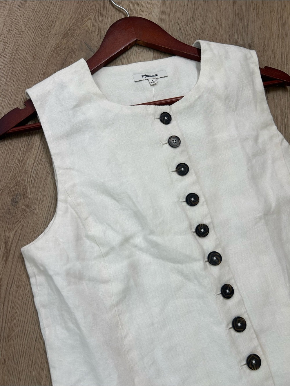 Madewell 100% Button Front Linen Shell Top in Ivory Linen