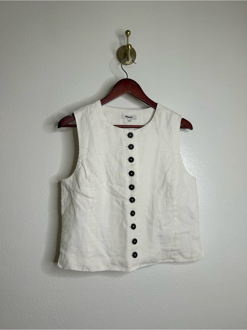 Madewell 100% Button Front Linen Shell Top in Ivory Linen