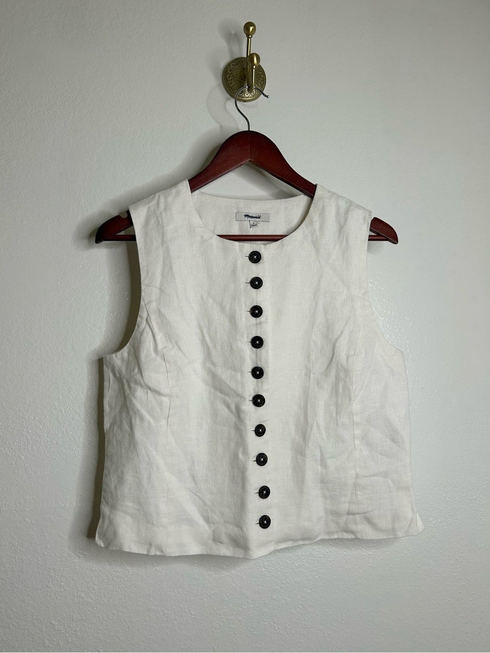 Madewell 100% Button Front Linen Shell Top in Ivory Linen