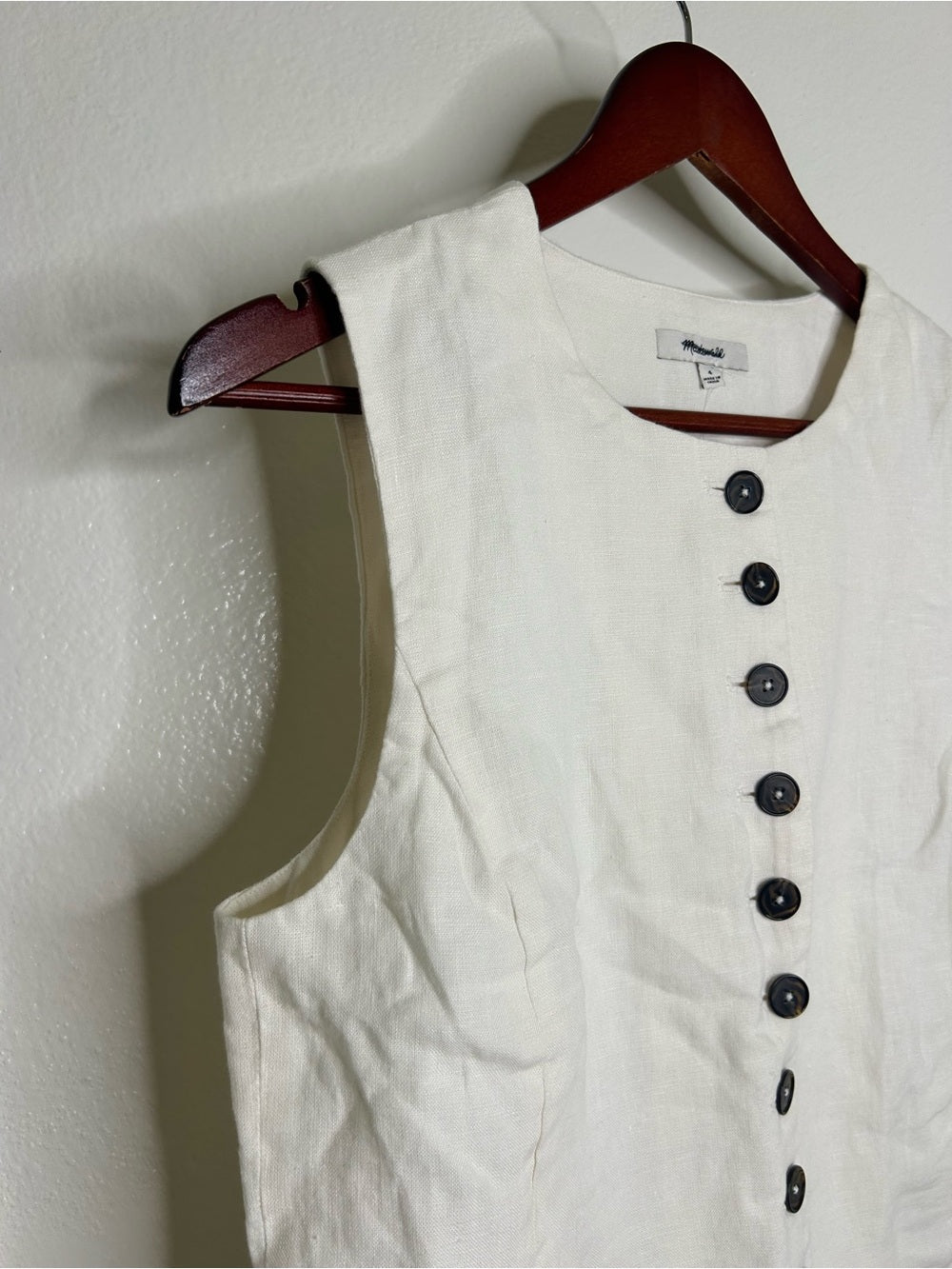 Madewell 100% Button Front Linen Shell Top in Ivory Linen