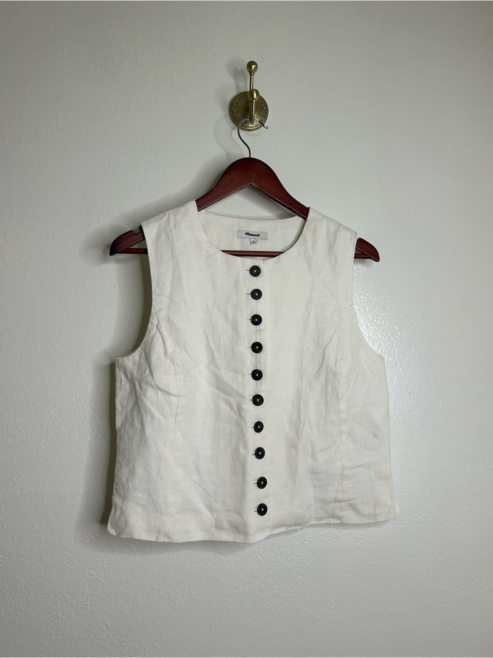 Madewell 100% Button Front Linen Shell Top in Ivory Linen