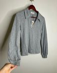 Nation LA 100% Cotton Kimberly Polo Long Sleeve Tee in Gray