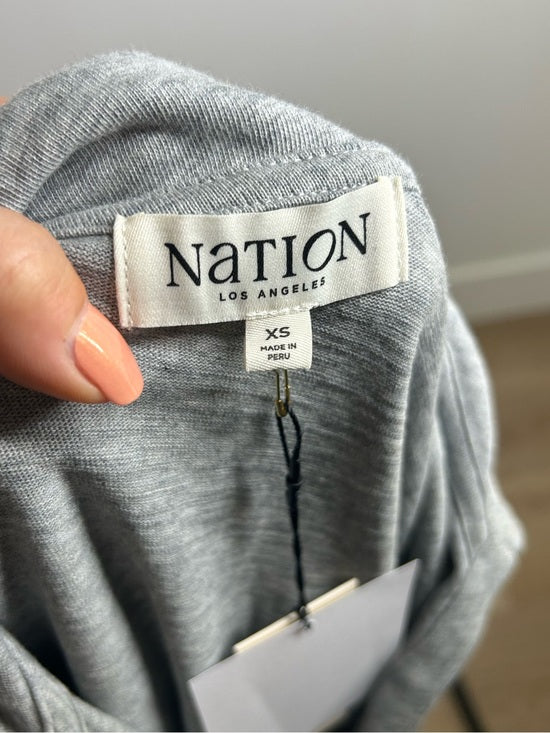 Nation LA 100% Cotton Kimberly Polo Long Sleeve Tee in Gray