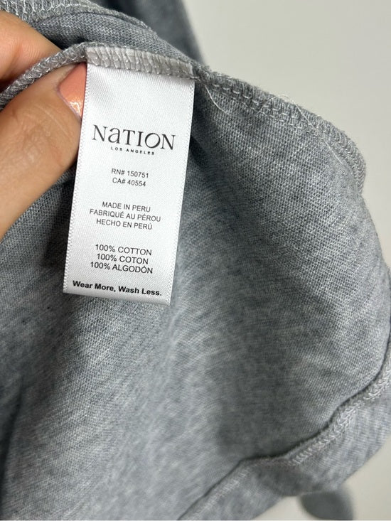 Nation LA 100% Cotton Kimberly Polo Long Sleeve Tee in Gray