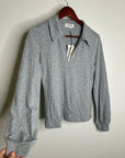 Nation LA 100% Cotton Kimberly Polo Long Sleeve Tee in Gray