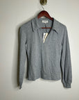 Nation LA 100% Cotton Kimberly Polo Long Sleeve Tee in Gray