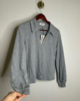 Nation LA 100% Cotton Kimberly Polo Long Sleeve Tee in Gray