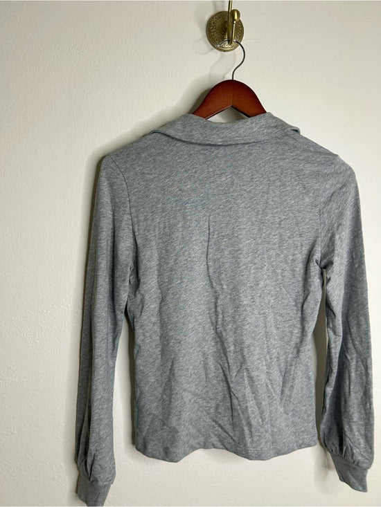 Nation LA 100% Cotton Kimberly Polo Long Sleeve Tee in Gray