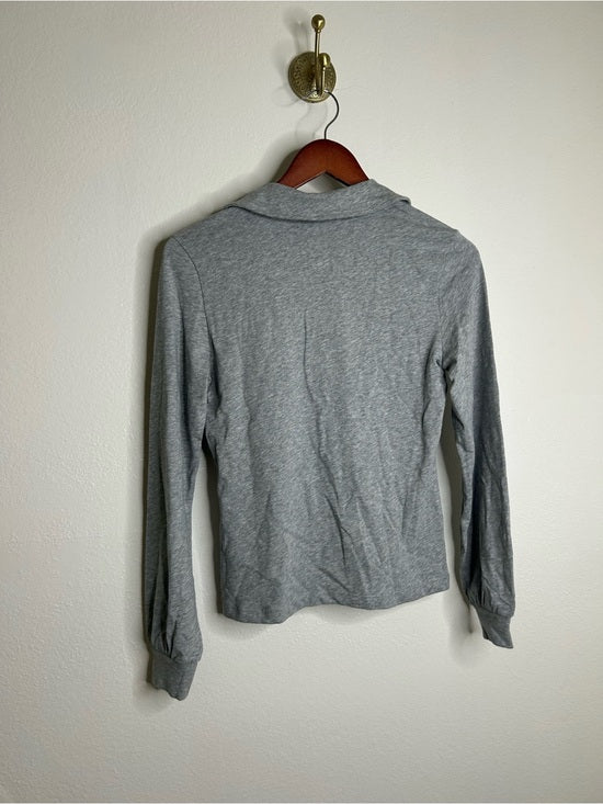 Nation LA 100% Cotton Kimberly Polo Long Sleeve Tee in Gray