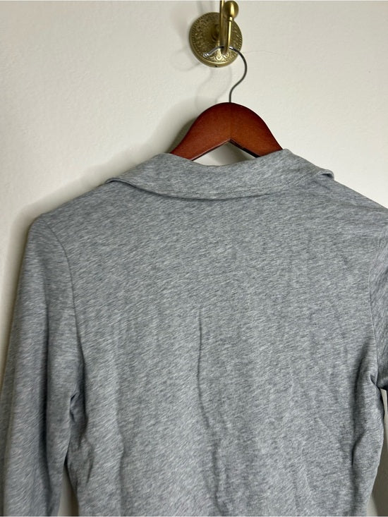 Nation LA 100% Cotton Kimberly Polo Long Sleeve Tee in Gray