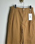FRAME Denim 100% Cotton Pleated Chino Trouser Tan High Rise Pant