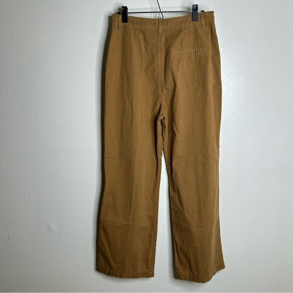FRAME Denim 100% Cotton Pleated Chino Trouser Tan High Rise Pant