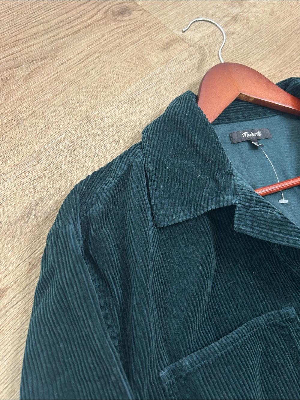 Madewell 100% Cotton Forest Green Wide Wale Corduroy Button Down Shirt Jacket