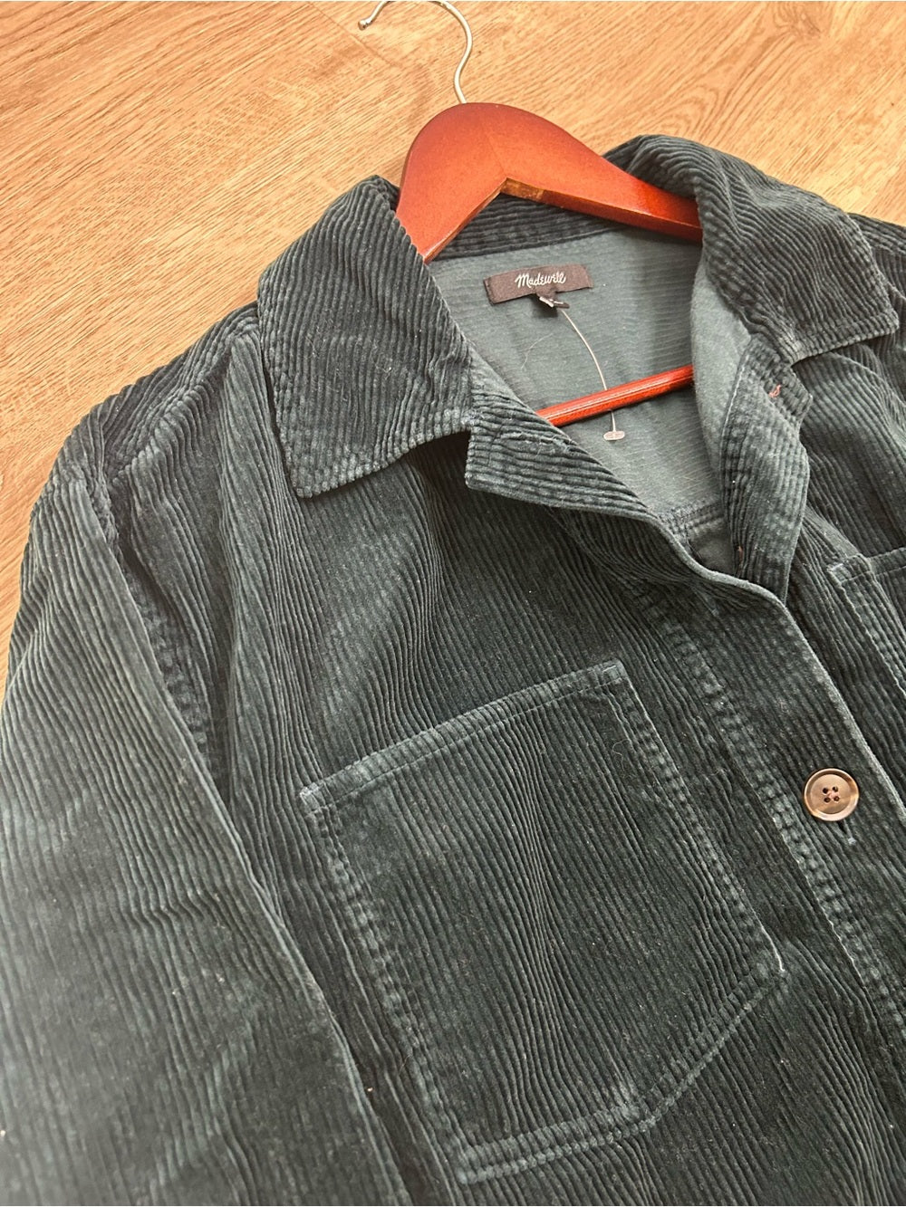 Madewell 100% Cotton Forest Green Wide Wale Corduroy Button Down Shirt Jacket