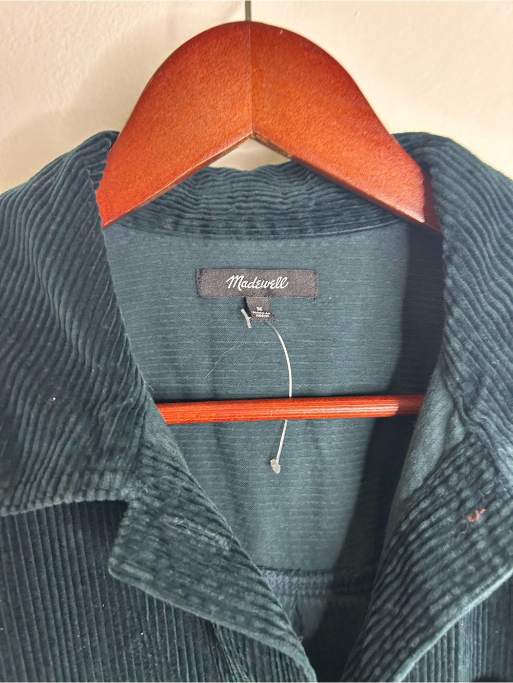 Madewell 100% Cotton Forest Green Wide Wale Corduroy Button Down Shirt Jacket