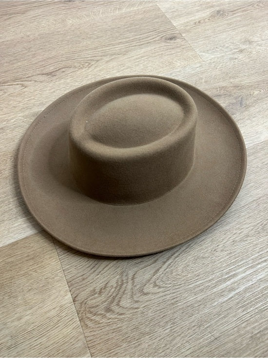 Gigi Pip 100% Australian Wool Brown Wide Brim Hat