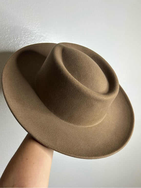 Gigi Pip 100% Australian Wool Brown Wide Brim Hat