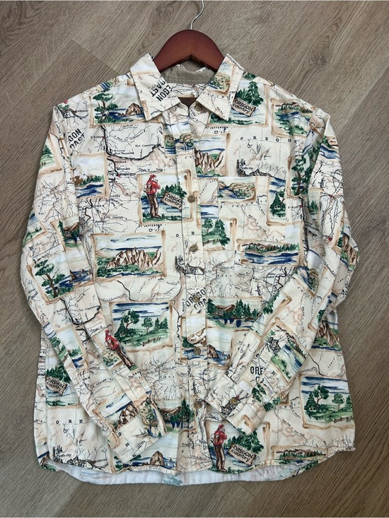Pendleton Pendleton 100% Cotton Oregon Coast Novelty Print Button Down Long Sleeve Top