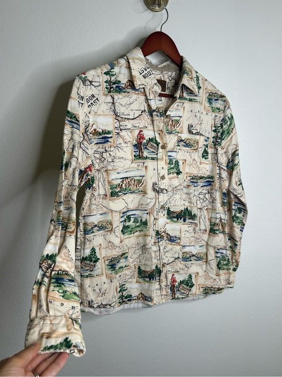 Pendleton Pendleton 100% Cotton Oregon Coast Novelty Print Button Down Long Sleeve Top