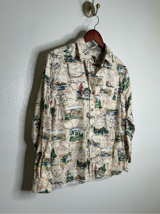 Pendleton Pendleton 100% Cotton Oregon Coast Novelty Print Button Down Long Sleeve Top