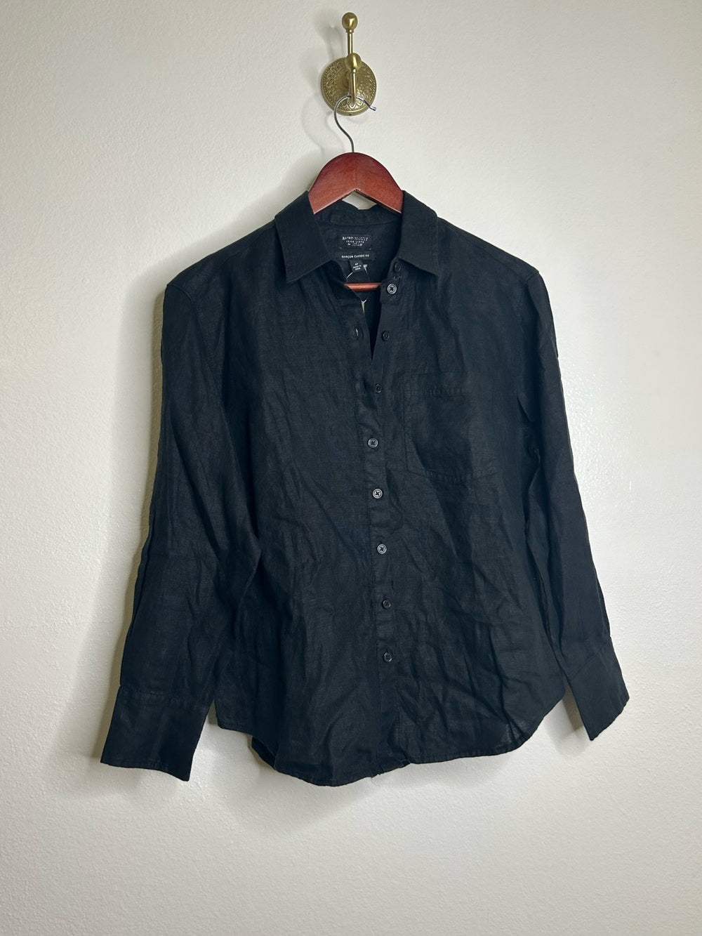 J. Crew x Baird McNutt  100% Irish Linen Garçon Classic Button-Up in Black