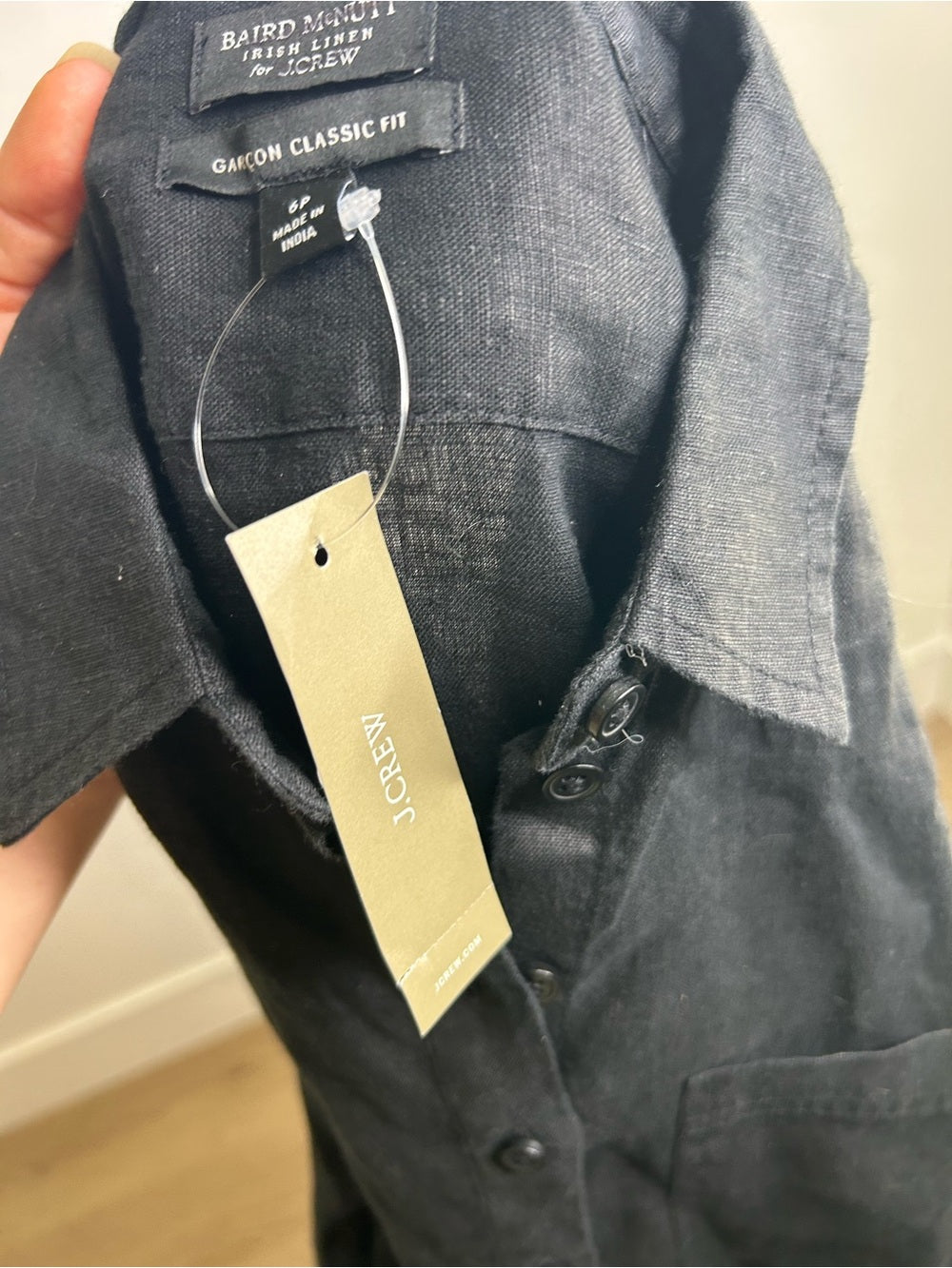 J. Crew x Baird McNutt  100% Irish Linen Garçon Classic Button-Up in Black