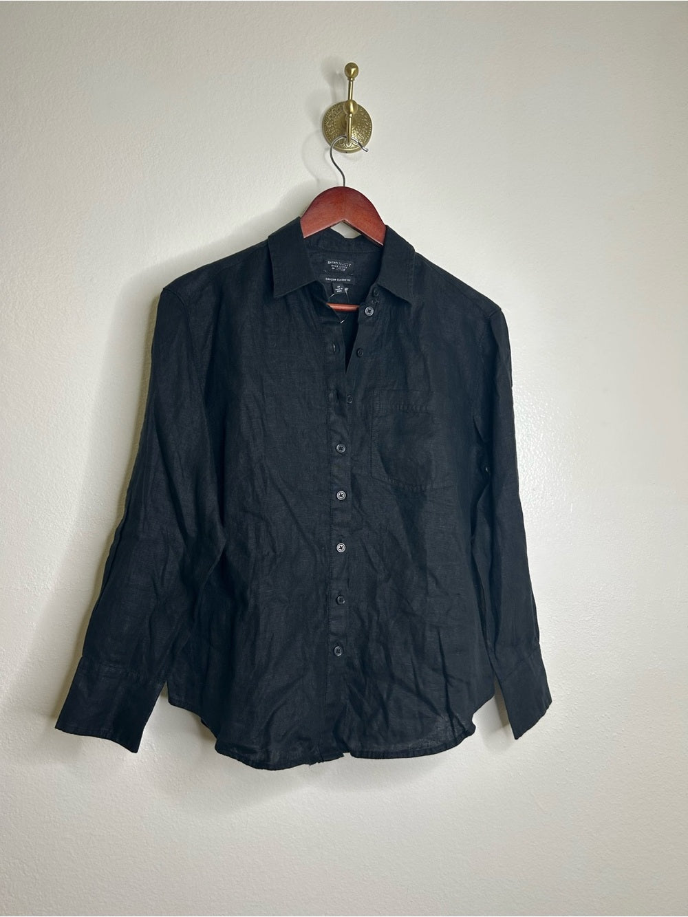 J. Crew x Baird McNutt  100% Irish Linen Garçon Classic Button-Up in Black