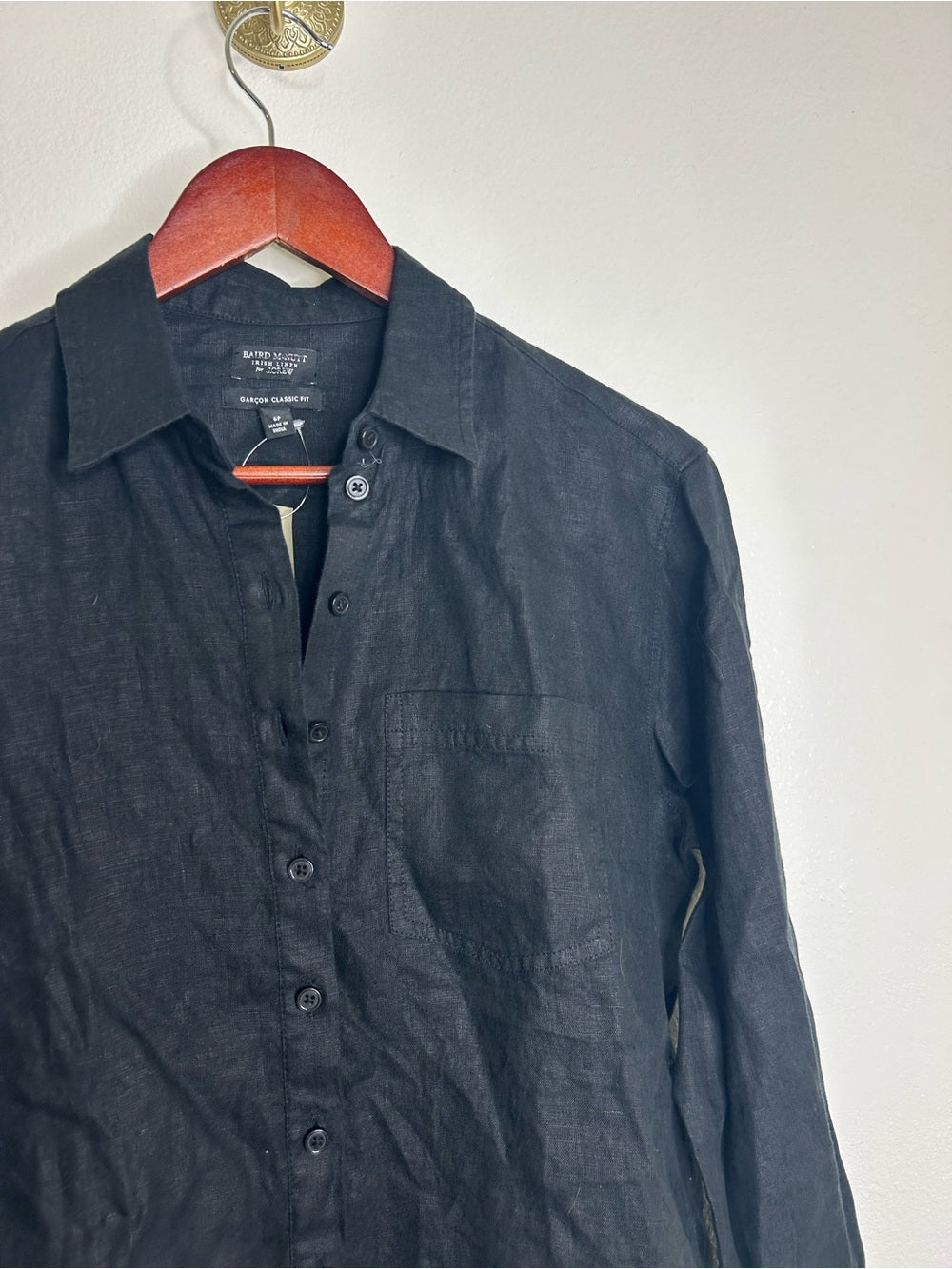 J. Crew x Baird McNutt  100% Irish Linen Garçon Classic Button-Up in Black