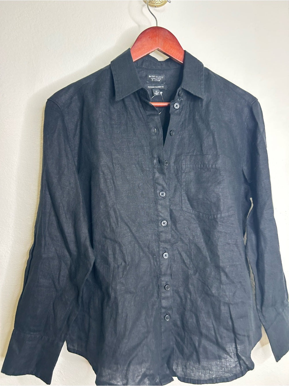 J. Crew x Baird McNutt  100% Irish Linen Garçon Classic Button-Up in Black