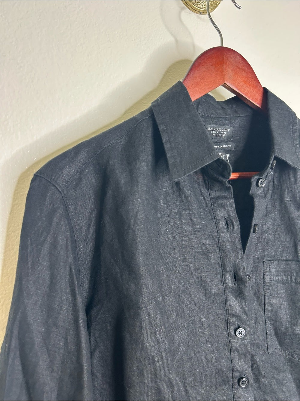 J. Crew x Baird McNutt  100% Irish Linen Garçon Classic Button-Up in Black