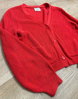 Stitches & Stripes 100% Cotton Red Textured Button Down Cardigan Sweater