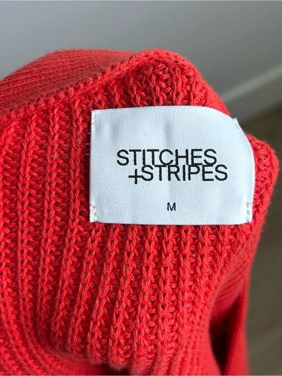 Stitches &amp; Stripes 100% Cotton Red Textured Button Down Cardigan Sweater