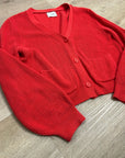Stitches & Stripes 100% Cotton Red Textured Button Down Cardigan Sweater