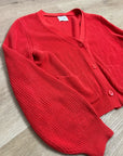 Stitches & Stripes 100% Cotton Red Textured Button Down Cardigan Sweater