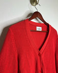Stitches & Stripes 100% Cotton Red Textured Button Down Cardigan Sweater