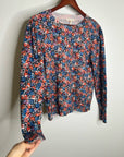 Rebecca Taylor 100% Wool Lightweight Floral Multicolor Scoop Neck Knit Sweater