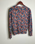Rebecca Taylor 100% Wool Lightweight Floral Multicolor Scoop Neck Knit Sweater