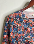 Rebecca Taylor 100% Wool Lightweight Floral Multicolor Scoop Neck Knit Sweater