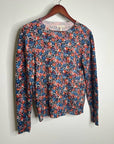Rebecca Taylor 100% Wool Lightweight Floral Multicolor Scoop Neck Knit Sweater