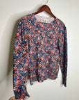 Rebecca Taylor 100% Wool Lightweight Floral Multicolor Scoop Neck Knit Sweater