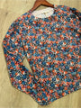 Rebecca Taylor 100% Wool Lightweight Floral Multicolor Scoop Neck Knit Sweater