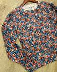 Rebecca Taylor 100% Wool Lightweight Floral Multicolor Scoop Neck Knit Sweater