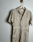 MATE The Label 100% Organic Linen Utility Style Short Sleeve Jumpsuit