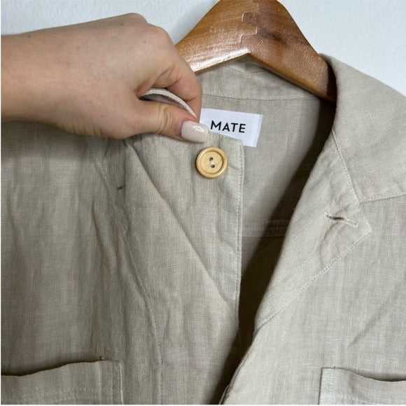 MATE the Label MATE The Label 100% Organic Linen Utility Style Short Sleeve Jumpsuit - Linen