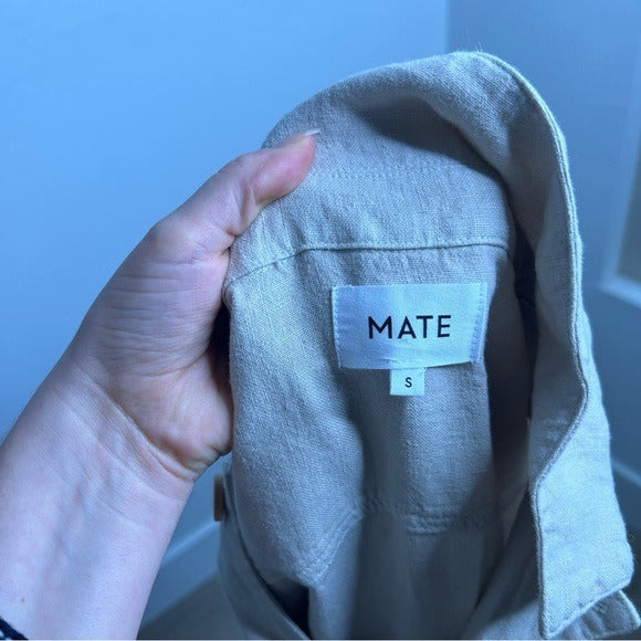 MATE The Label 100% Organic Linen Utility Style Short Sleeve Jumpsuit