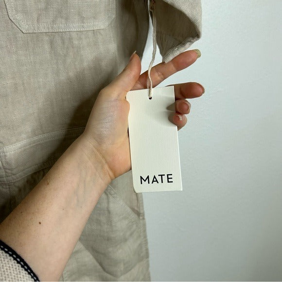 MATE The Label 100% Organic Linen Utility Style Short Sleeve Jumpsuit