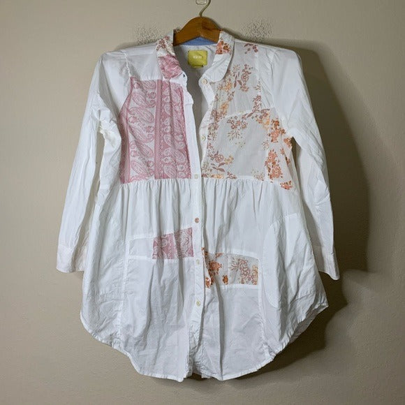 Anthropologie Anthropologie Maeve 100% Cotton Patchwork Paisley Tunic Button Down - Cotton